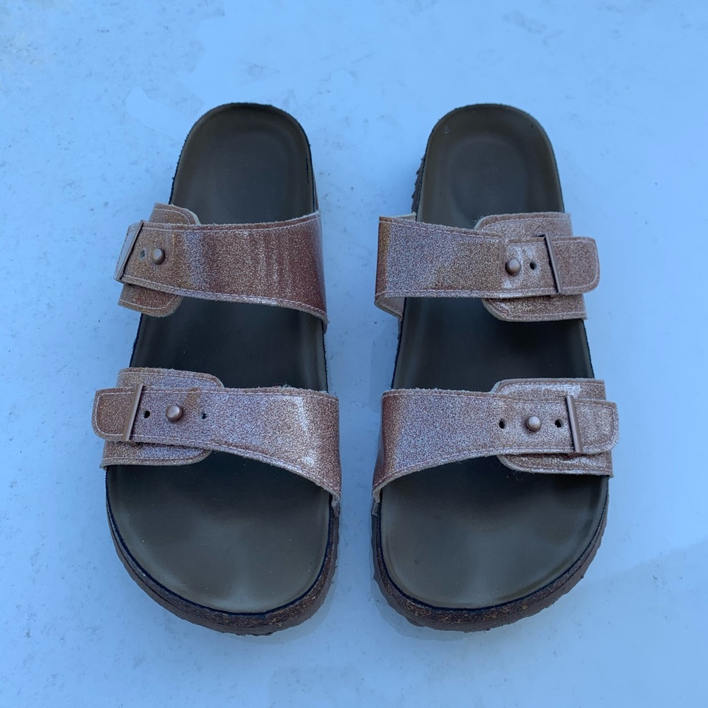 Madden Girl rose gold sparkly sandals